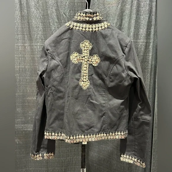 Gordon James Studded embellished Black Jacket Size Medium - Picture 1 of 4